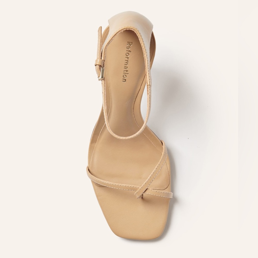Reformation Tan Strappy Heel